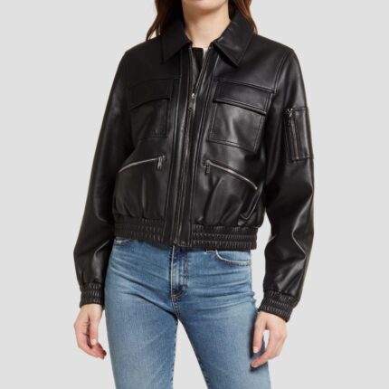 womens leather bomber jacket