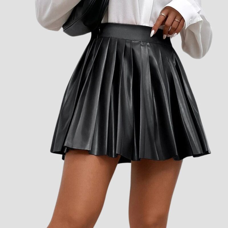 black leather skirt outfit