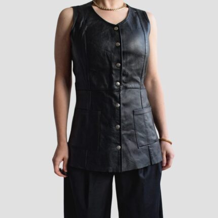 black leather vest womens