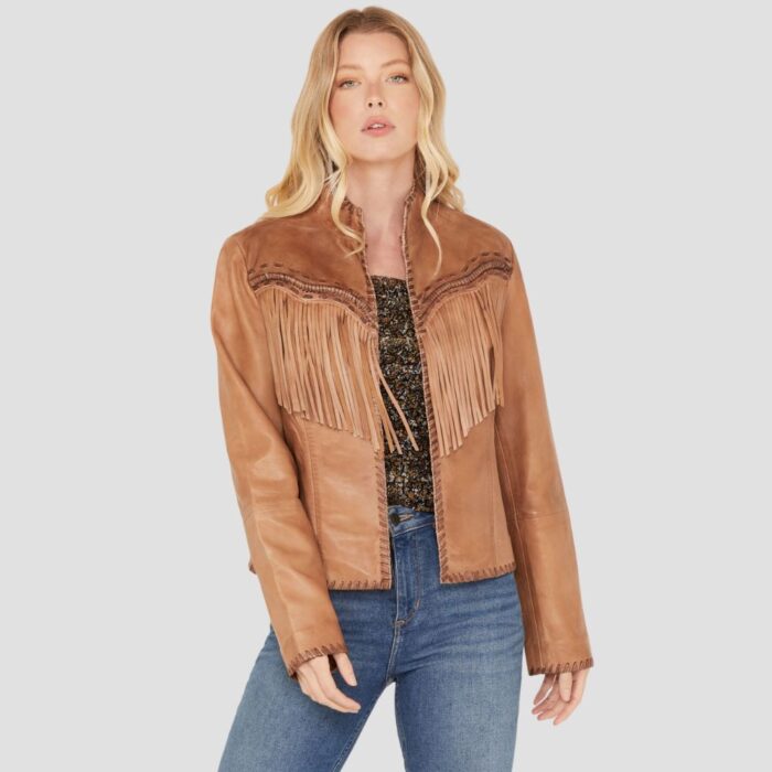 brown fringe leather jacket