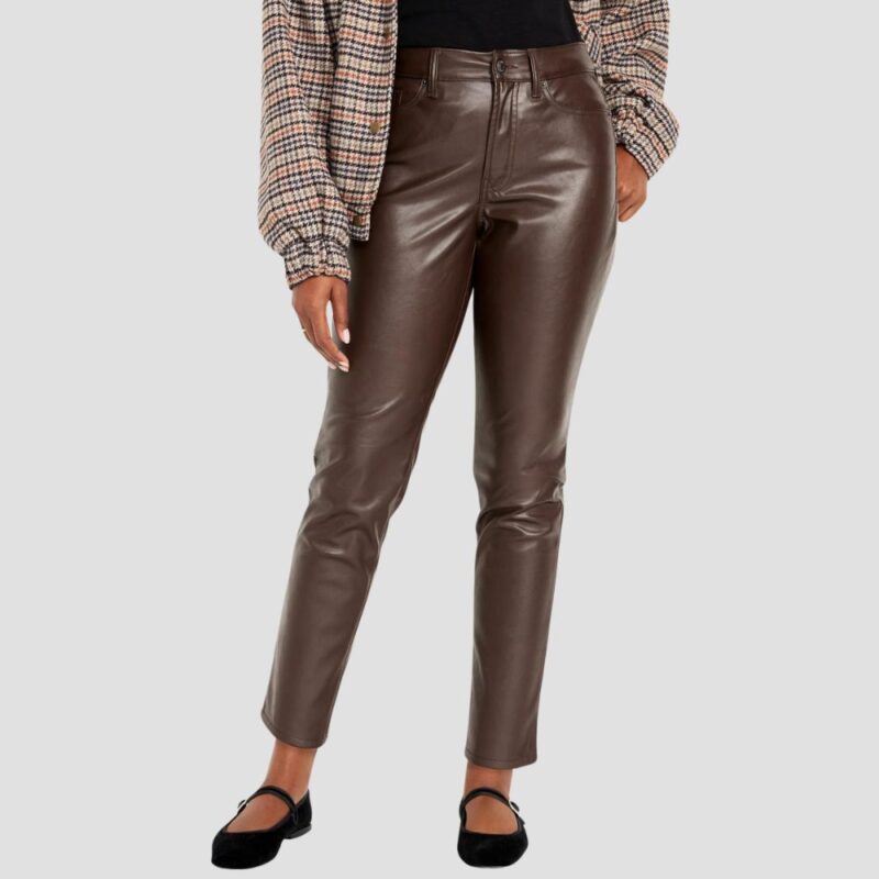 brown leather pants for women