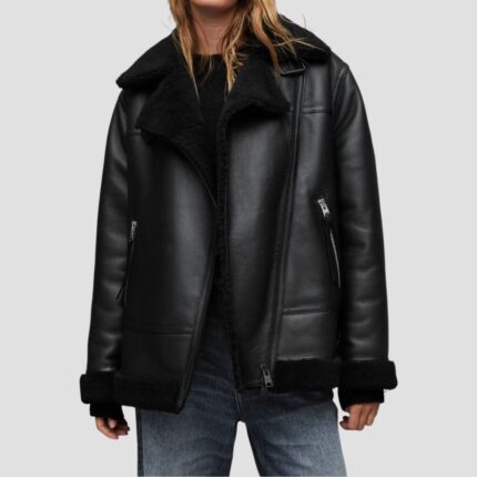 classic shearling black leather jacket