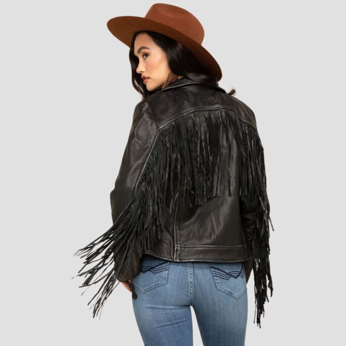 lambskin stylish fringe outfit womens