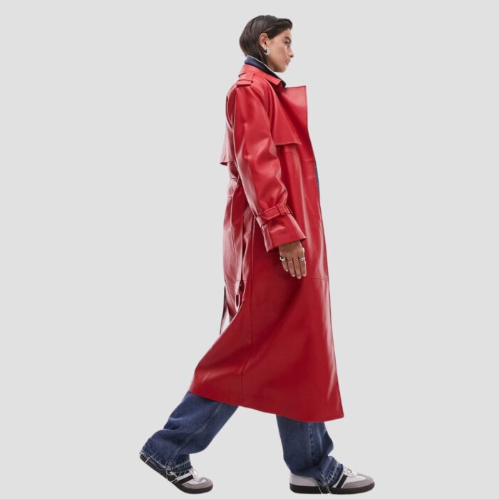 red leather trench coat women