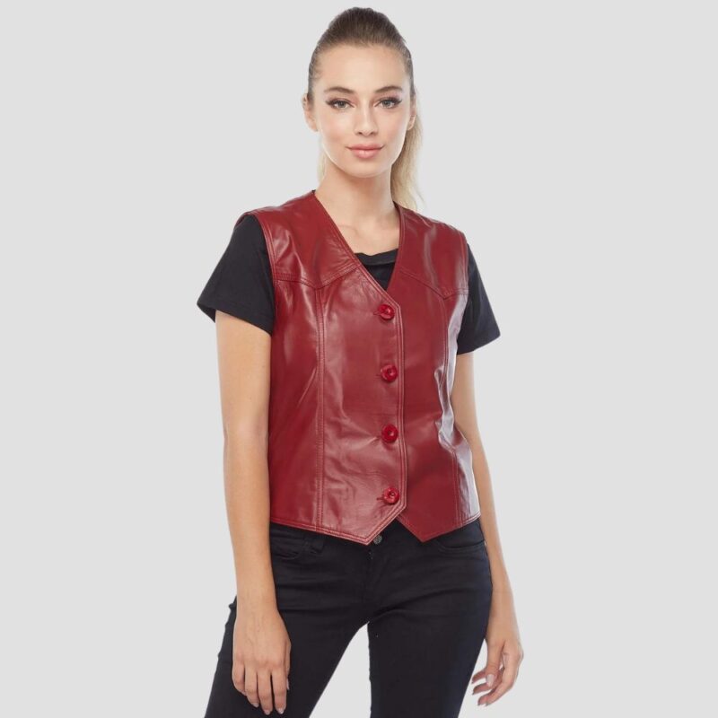 red leather vest for women