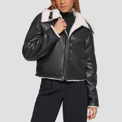 shearling jacket black women