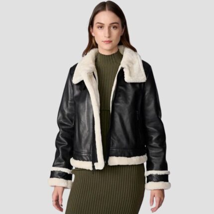 shearling jacket women black