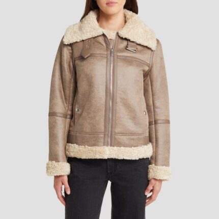 shearling leather moto jacket