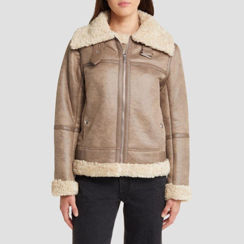 shearling leather moto jacket