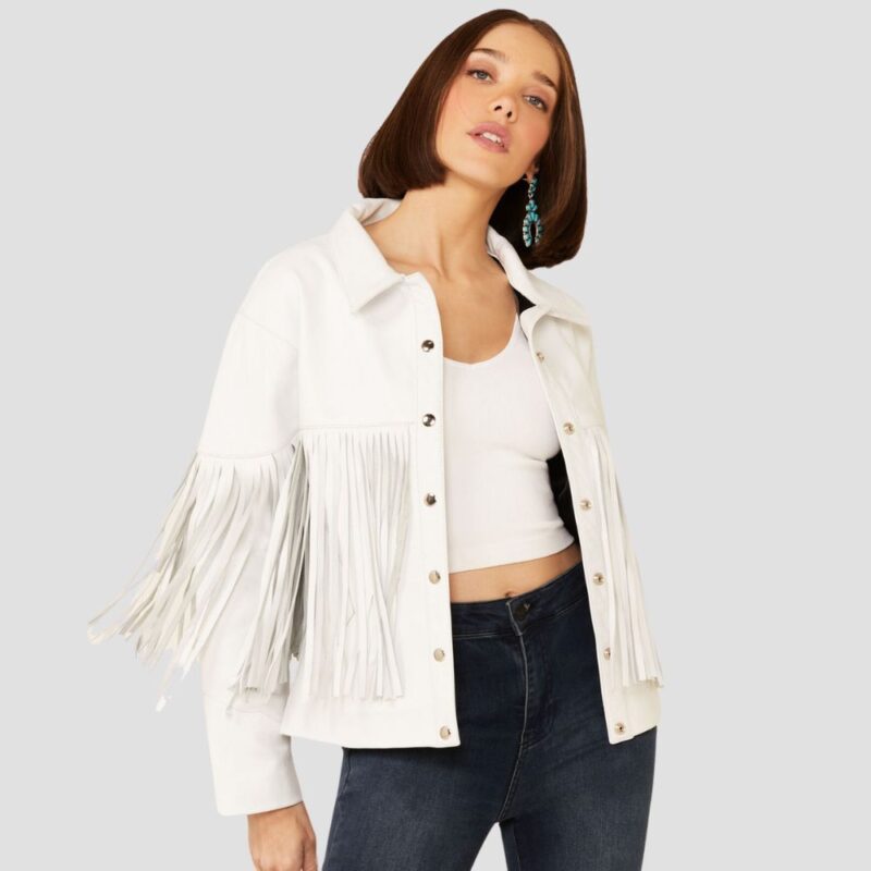 white leather fringe jacket