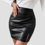 women genuine leather skirt