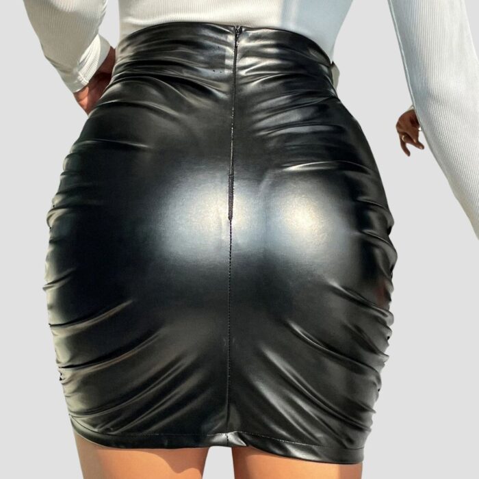 women real lambskin mini skirt