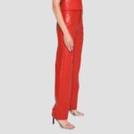 women red leather pant