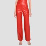 women red leather pants