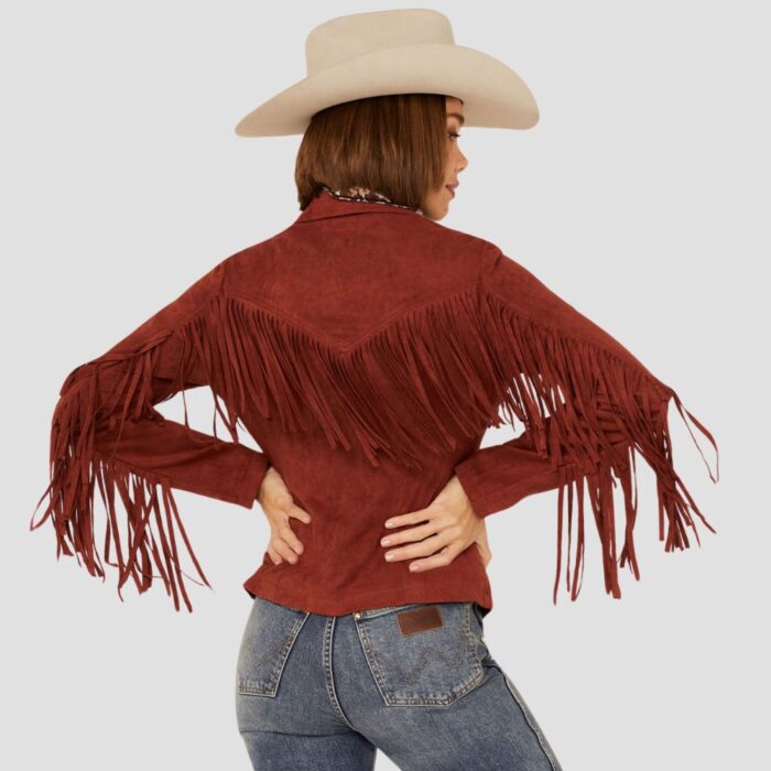 red suede fringe jacket for sale