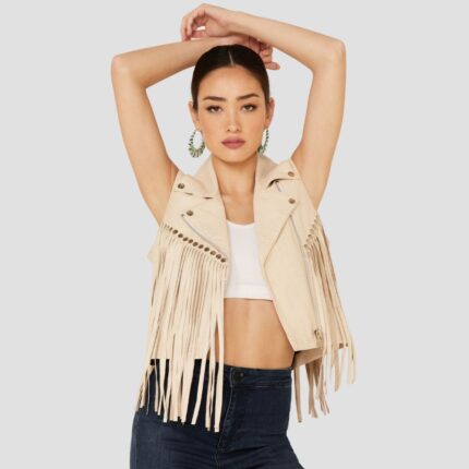 womens leather vest with fringe