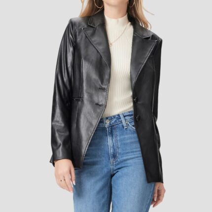 black leather blazer for women