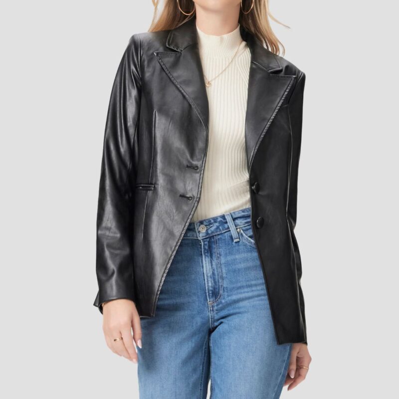 black leather blazer for women