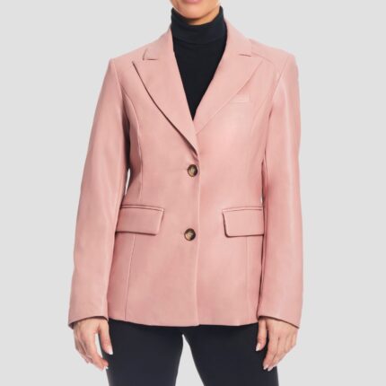 hot pink leather blazer