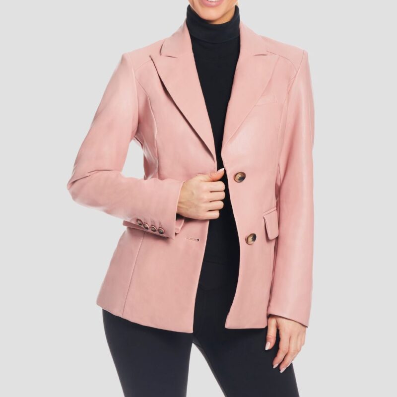 hot pink leather blazer women