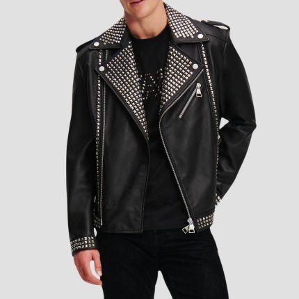 leather punk jacket men