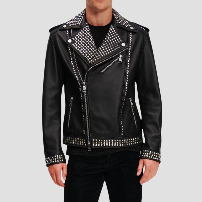 leather punk jacket mens