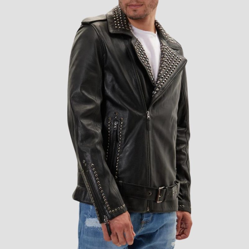 men leather punk jacket