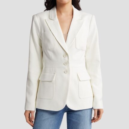 white leather blazer womens