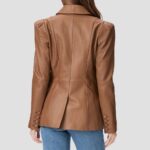 women brown leather blazer