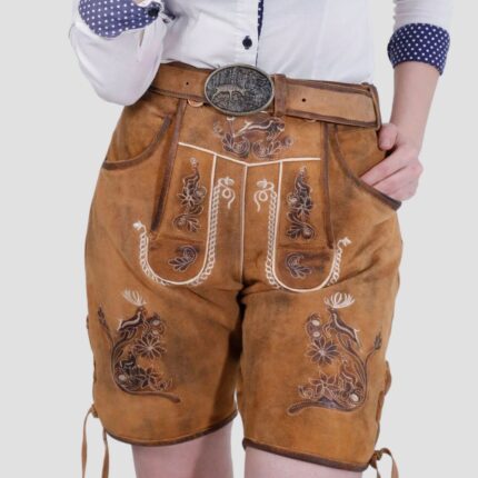 Authentic Women’s Lederhosen in Vintage Brown