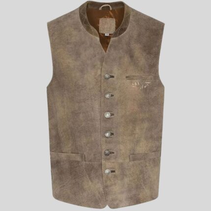 Brown Mens Bavarian Vest For Festival Celebrations